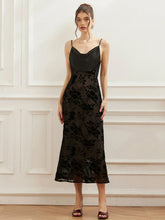 Aveloria Rosie Plunging Neckline Glossy Satin Bodice Floral Jacquard Hem Curve Waist High Waist Maxi Slip Dress For Women, Spring